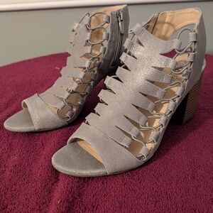 Vince Camuto Gray Strappy Block Heel Sandals
